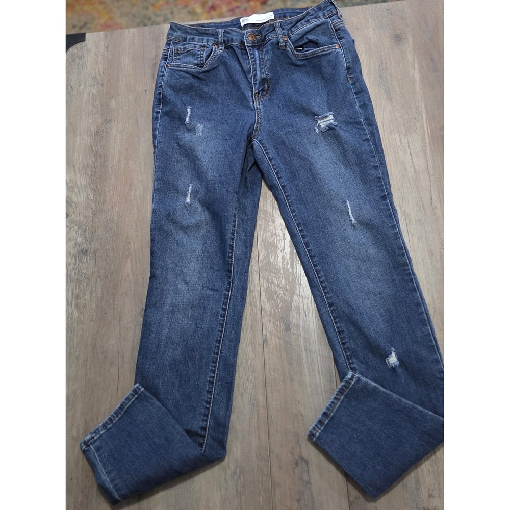 RSQ Jeans Mahattan High Tlrise Distressed Denim Blue Jeans Sz 7/28W